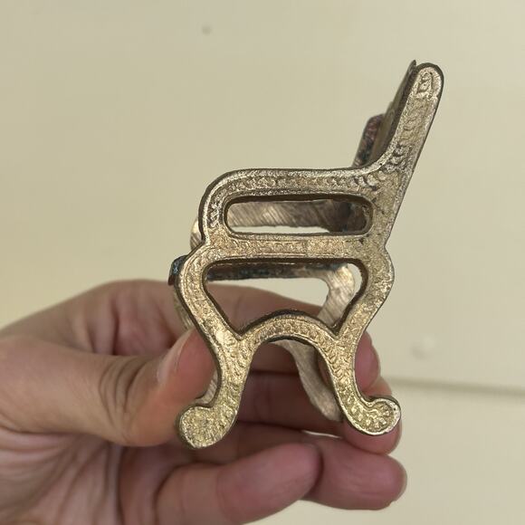 VTG Brass Dollhouse Miniature Furniture Set Ornate Floral Design 1970s India - Picture 7 of 16